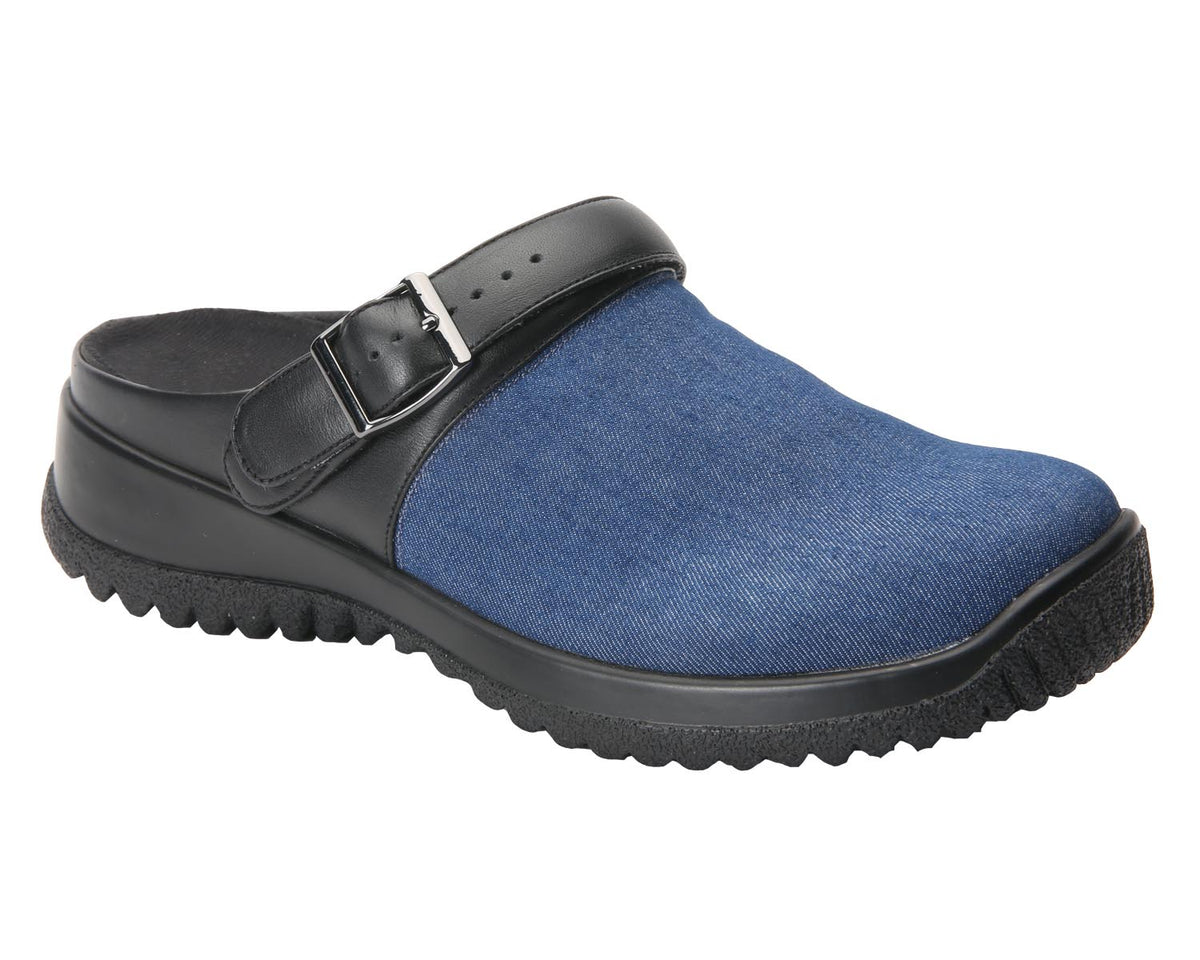 Blue Denim Fabric Black Leather-SAVANNAH 1