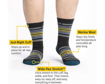 Grey Combo-Mens Multi Stripe Cushioned Micro Crew Sock 2