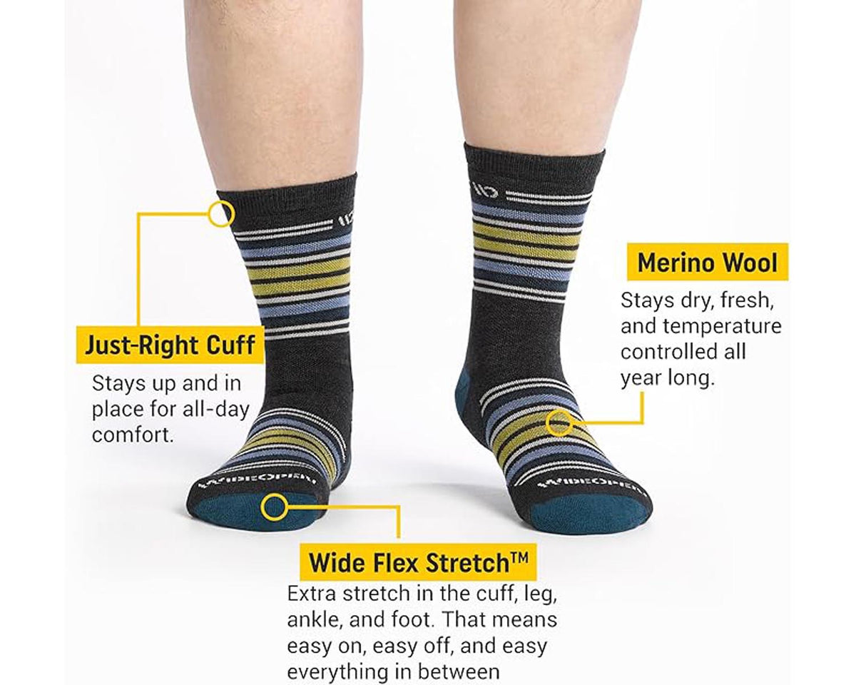 Grey Combo-Mens Multi Stripe Cushioned Micro Crew Sock 2