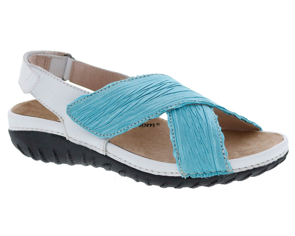 White Leather Blue Fabric-BONVOYAGE 1
