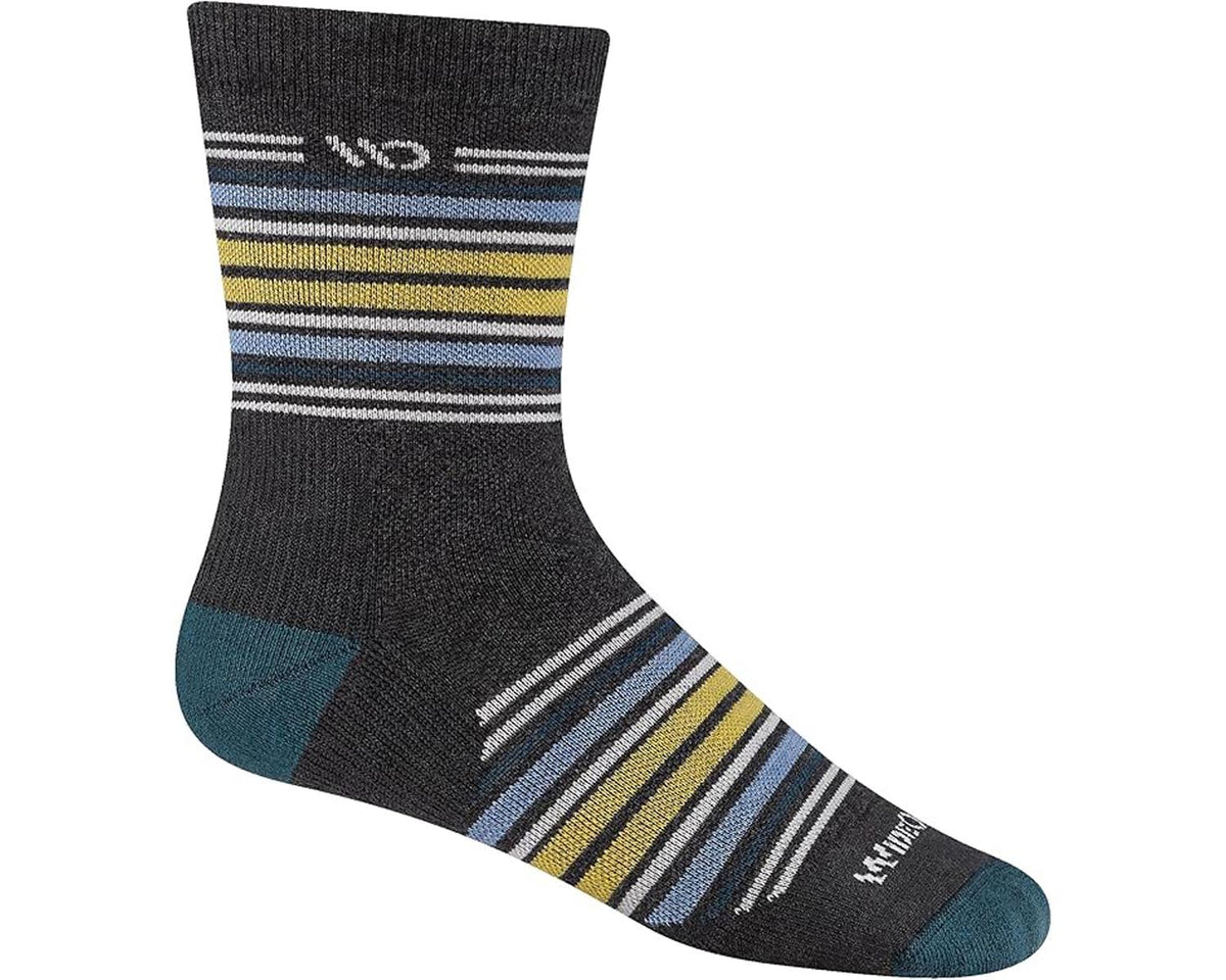Charcoal-Mens Multi Stripe Cushioned Micro Crew Sock 1 Main image