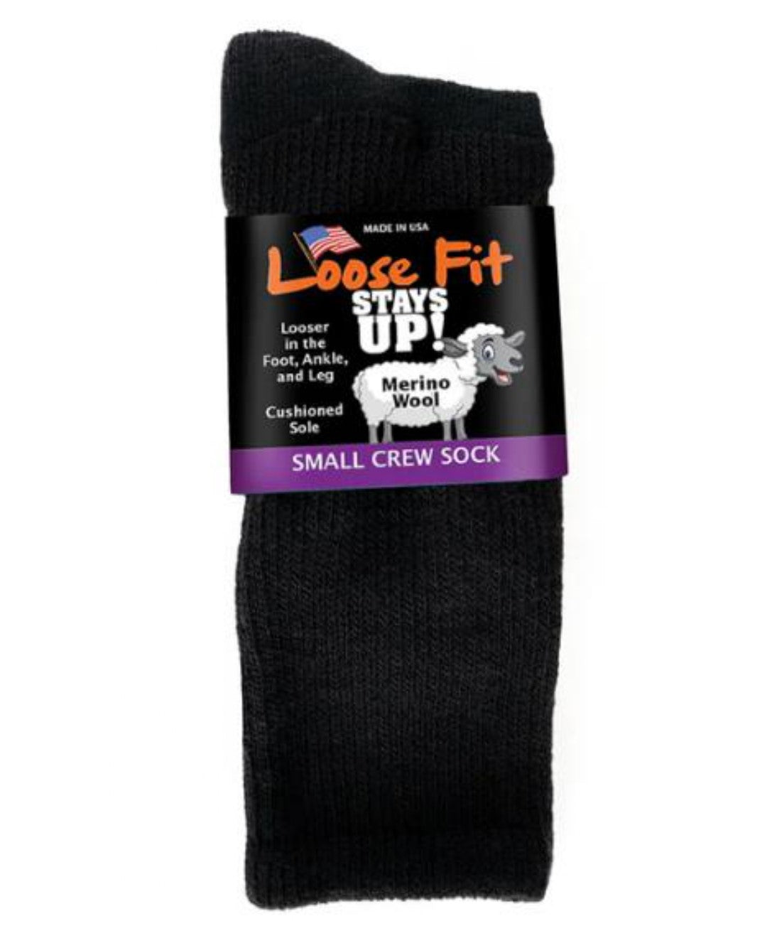 Black-EXTRA WIDE LOOSE FIT MERINO WOOL CREW SOCK 1 Main image