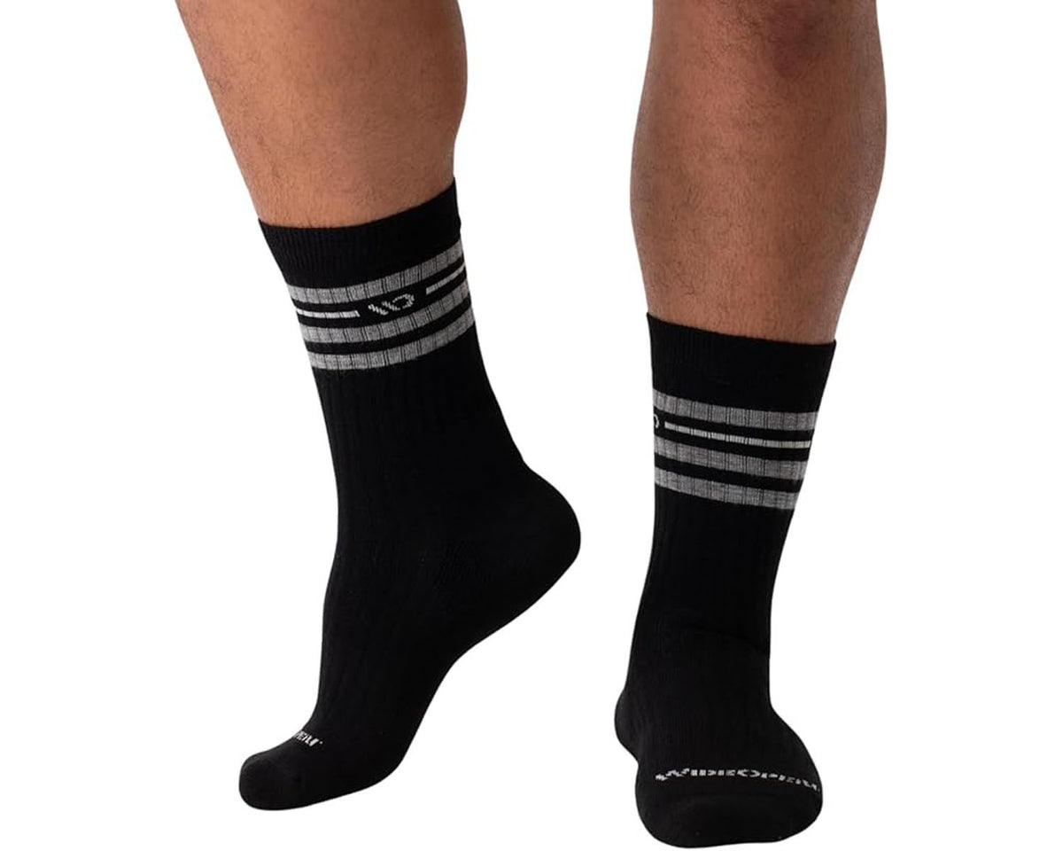 Black Grey-Mens Vintage Stripe Cushioned Crew Sock 1 Main image