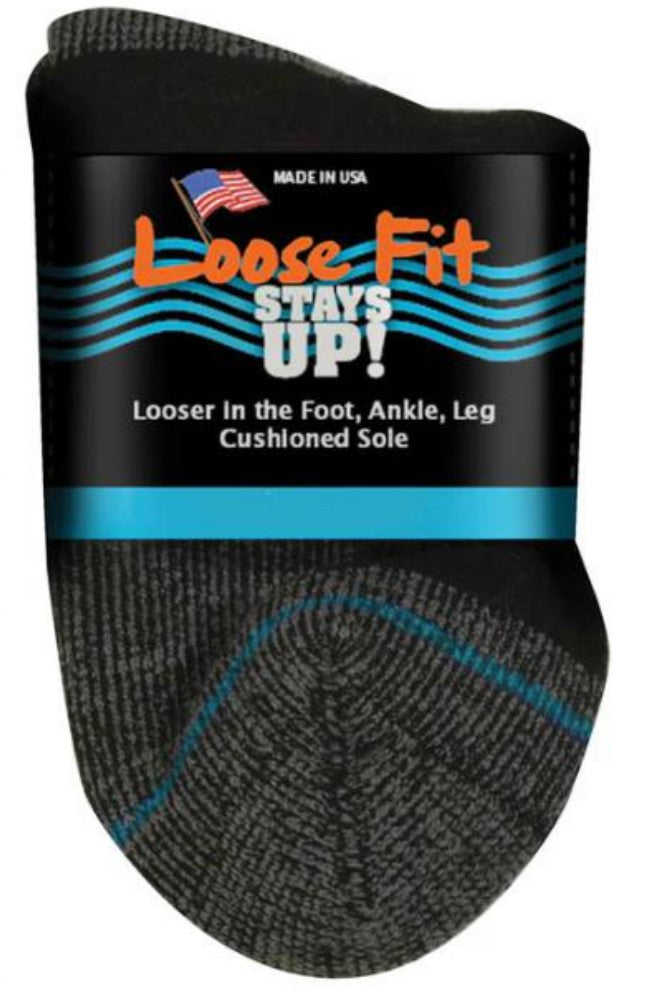 Black-EXTRA WIDE LOOSE FIT STAY UP QUARTER SOCK 1 Main image