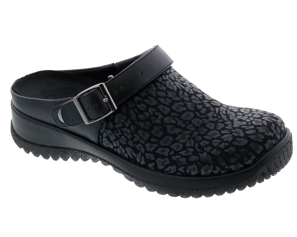 Black Animal Print Stretch Black Leather-SAVANNAH 1