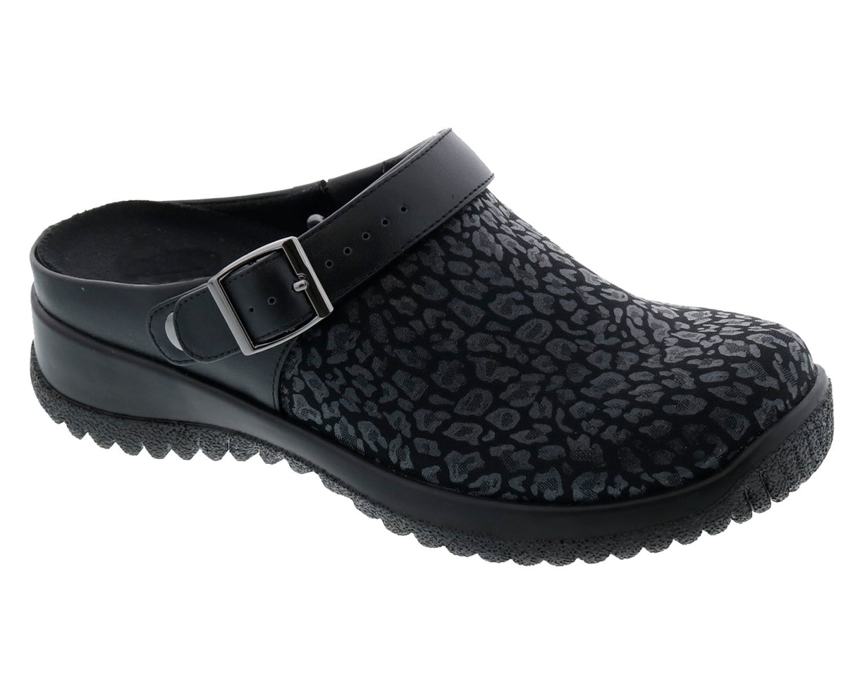 Black Animal Print Stretch Black Leather-SAVANNAH 1