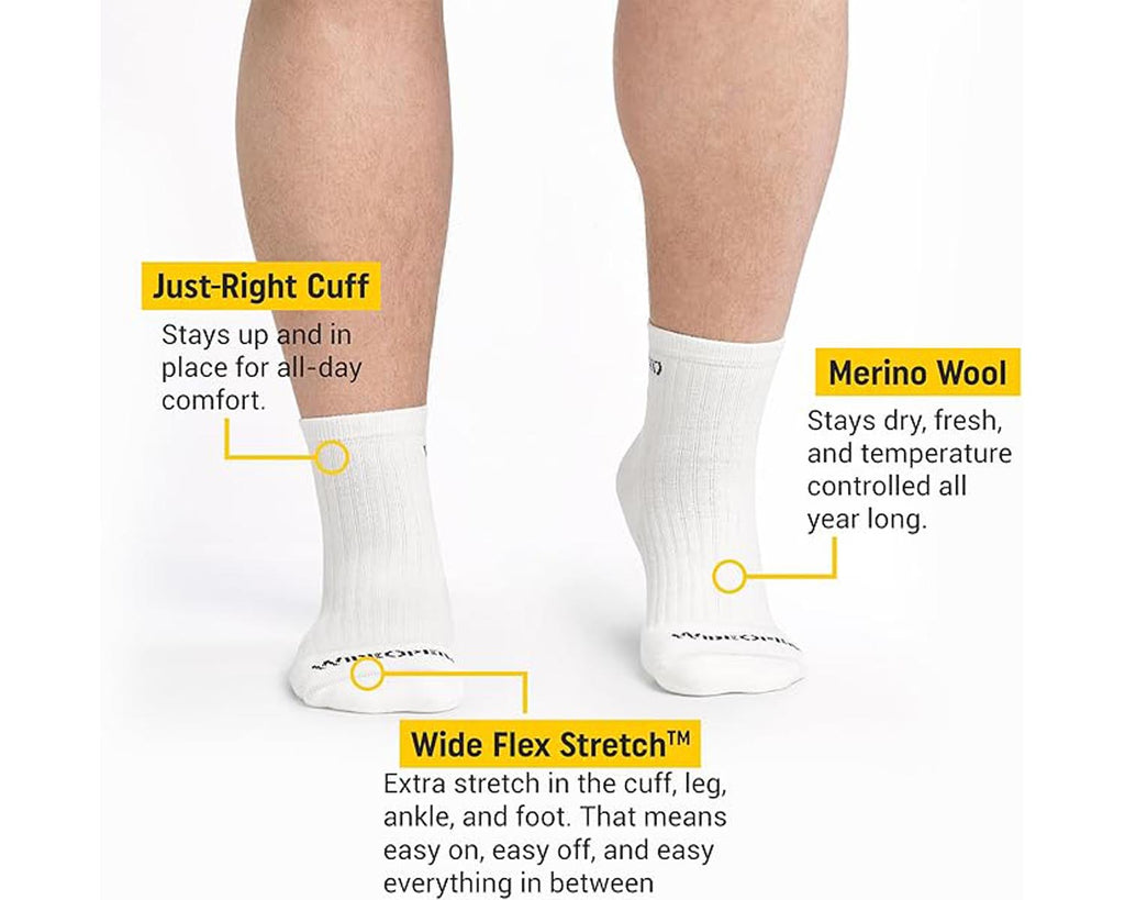 White-Mens Solid Cushioned Quarter Sock 3
