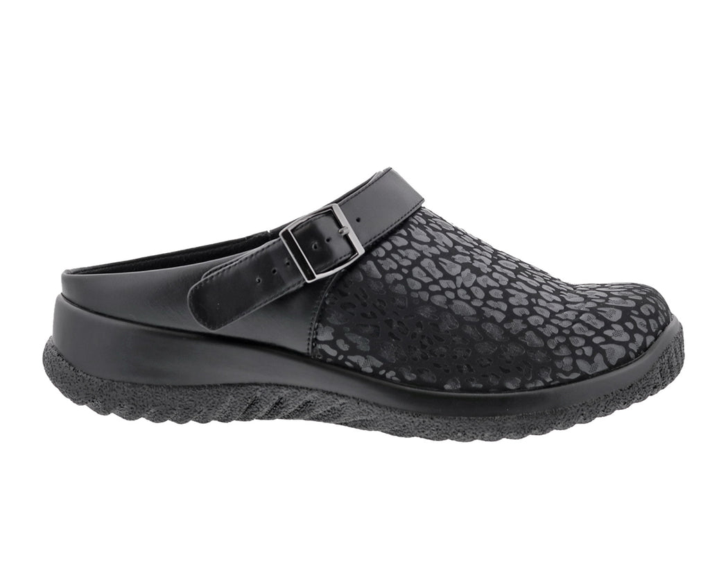 Black Animal Print Stretch Black Leather-SAVANNAH 3