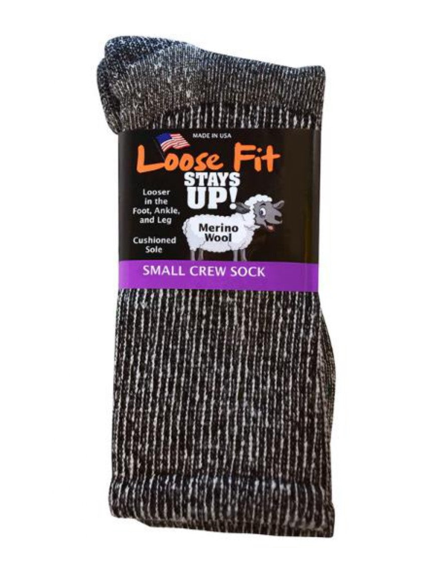 Black-EXTRA WIDE LOOSE FIT MARLED MERINO WOOL CREW SOCK 1 Main image